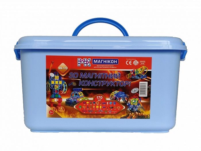 Магнітний конструктор МАГНІКОН, 170 деталей Plastic box (MK-170) MK-170 фото